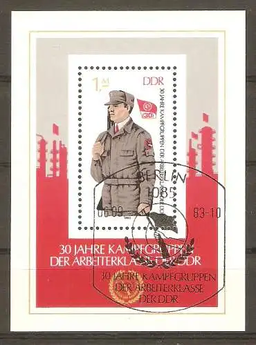 Briefmarke DDR Block 72 o (Mi.Nr. 2824) 30 Jahre Kampfgruppen 1983 / Angehöriger der Kampfgruppen #