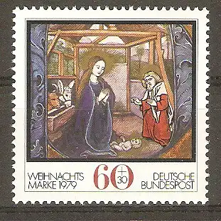 Briefmarke BRD Mi.Nr. 1032 ** Weihnachten 1979 / Die Geburt Christi #