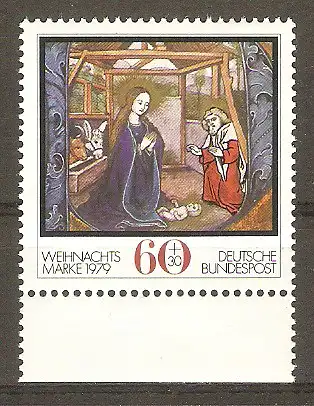 Briefmarke BRD Mi.Nr. 1032 ** Unterrand - Weihnachten 1979 / Die Geburt Christi #