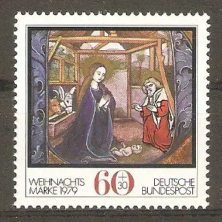 Briefmarke BRD Mi.Nr. 1032 ** Weihnachten 1979 / Die Geburt Christi #