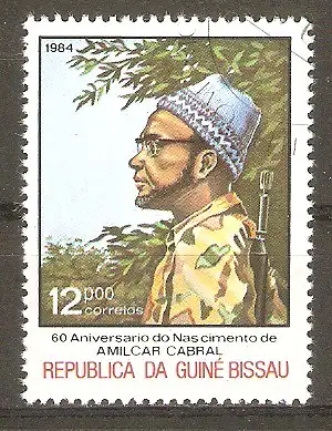 Briefmarke Guinea-Bissau Mi.Nr. 794 o 60. Geburtstag von Amílcar Cabral 1984 / A. Cabral in Uniform #