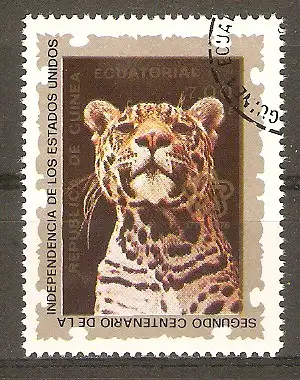 Briefmarke Äquatorial-Guinea Mi.Nr. 847 o Tiere 1976 / Jaguar #