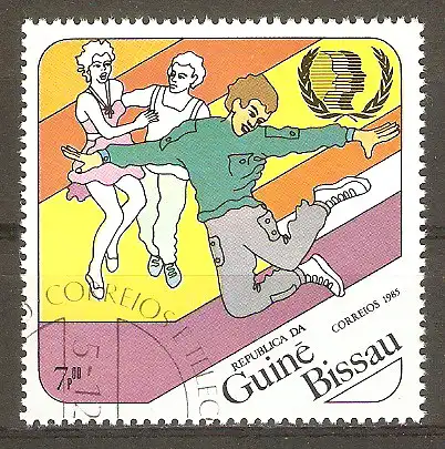 Briefmarke Guinea-Bissau Mi.Nr. 889 o Internationales Jahr der Jugend 1985 / Tanzen #