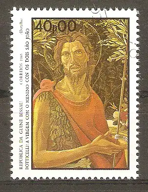 Briefmarke Guinea-Bissau Mi.Nr. 886 o  Internationale Briefmarkenausstellung ITALIA ’85 / Gemälde von Sandro Botticelli #