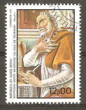 Briefmarke Guinea-Bissau Mi.Nr. 883 o  Internationale Briefmarkenausstellung ITALIA ’85 / Gemälde von Sandro Botticelli #