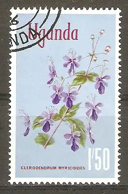 Briefmarke Uganda Mi.Nr. 115 o Einheimische Flora 1969 / Blauflügelchen (Clerodendrum myricoides) #