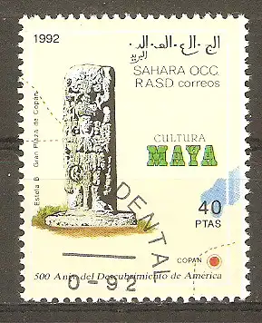 Briefmarke Sahara OCC 1992 o 500. Jahrestag der Entdeckung Amerikas 1992 / Kultur der Maya #
