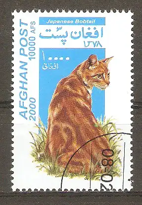 Briefmarke Afghanistan Mi.Nr. 1937 o Katzen 2000 / Japanese Bobtail #