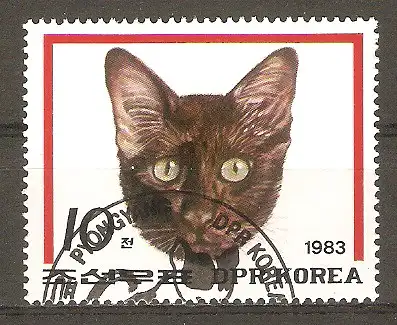 Briefmarke Korea-Nord Mi.Nr. 2434 o Katzen 1983 / Katzenkopf #