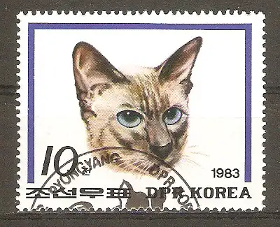 Briefmarke Korea-Nord Mi.Nr. 2432 o Katzen 1983 / Katzenkopf #