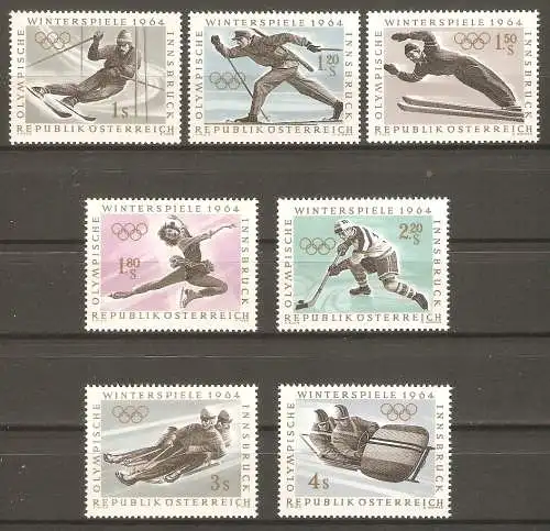 Briefmarke Österreich Mi.Nr. 1136-1142 ** Olympische Winterspiele Innsbruck 1964 / Kompletter Satz ! #