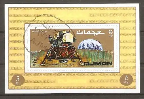 Briefmarke Ajman Mi.Nr. 756 B o Apollo 14 1971 / Mondlandefähre #