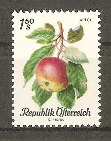 Briefmarke Österreich Mi.Nr. 1225 ** Einheimische Obstsorten 1966 / Apfel (Malus sylvestris var. domestica) #