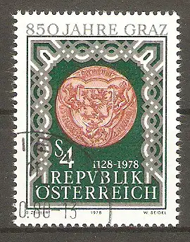 Briefmarke Österreich Mi.Nr. 1583 o 850 Jahre Stadt Graz 1978 / Mittleres Grazer Stadtsiegel von 1440 #