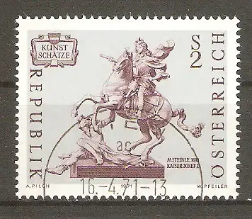 Briefmarke Österreich Mi.Nr. 1356 o Kunstschätze 1971 / Reiterstandbild Kaiser Josefs I. von Matthias Steinle #