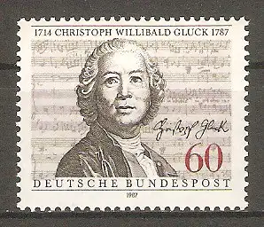 Briefmarke BRD Mi.Nr. 1343 ** 200. Todestag von Christoph Willibald Gluck 1987 / Komponist #