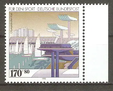 Briefmarke BRD Mi.Nr. 1653 ** Seitenrand rechts - Olympische Sportstätten in Deutschland 1993 / Olympiahafen Kiel #