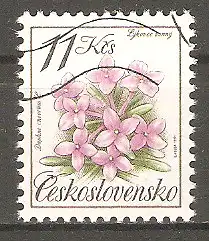 Briefmarke Tschechoslowakei Mi.Nr. 3101 o Naturschutz - Geschützte Flora 1991 / Rosmarin-Seidelbast (Daphne cneorum) #