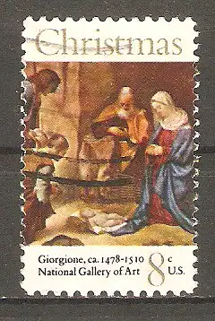 Briefmarke USA Mi.Nr. 1057 o Weihnachten 1971 / Gemälde von Giorgione "Anbetung der Hirten" #