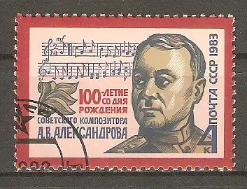 Briefmarke Sowjetunion Mi.Nr. 5258 o 100. Geburtstag von Aleksandr Aleksandrow 1983 / Komponist #
