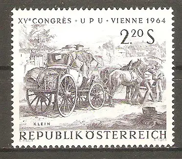 Briefmarke Österreich Mi.Nr. 1160 ** 15. Weltpostkongress Wien 1964 / Gemälde von Johann Adam Klein "Postkutsche in den Bergen" #