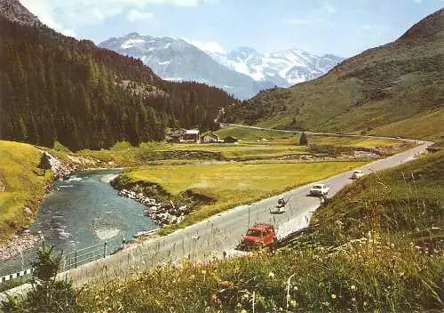 Ansichtskarte Schweiz - Bivio - Julierstrasse bei Bivio mit Roccabella und Grevasalvas (2908)