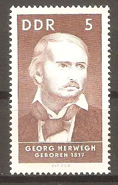 Briefmarke DDR Mi.Nr. 1293 ** Berühmte Persönlichkeiten 1967 / Georg Herwegh (Dichter) #
