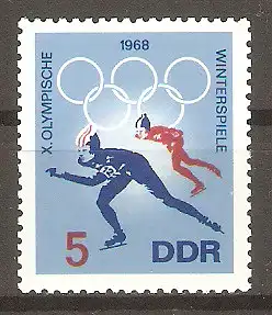 Briefmarke DDR Mi.Nr. 1335 ** Olympische Winterspiele Grenoble 1968 / Eisschnelllauf #