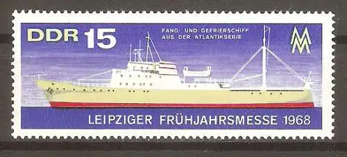 Briefmarke DDR Mi.Nr. 1350 ** Leipziger Frühjahrsmesse 1968 / Fang- und Gefrierschiff aus der Atlantik-Serie #