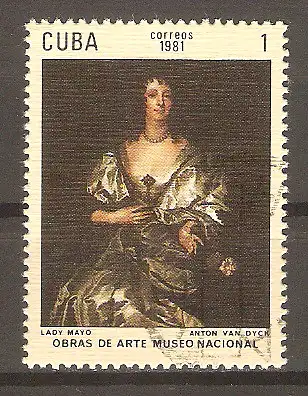 Briefmarke Cuba Mi.Nr. 2528 o Gemälde im Nationalmuseum 1981 / Van Dyck "Lady Mayo" #