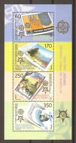 Briefmarke Mazedonien Block 13 ** (Mi.Nr. 370-373) Europa CEPT 2005 / 50 Jahre Europamarken 2006 #