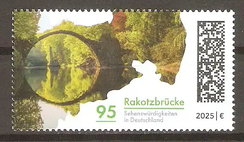 Briefmarke BRD Mi.Nr. 3877 ** Sehenswürdigkeiten in Deutschland 2025 / Rakotzbrücke im Azaleen- und Rhododendronpark Kromlau #