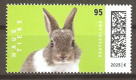 Briefmarke BRD Mi.Nr. 3899 ** Haustiere 2025 / Farbenzwergkaninchen (Oryctolagus cuniculus forma domestica) #