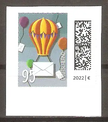 Briefmarke BRD Mi.Nr. 3873 ** Welt der Briefe 2024 (selbstklebend aus Folienblatt) / Ballons mit Briefen als Korb #