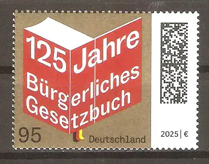 Briefmarke BRD Mi.Nr. 3879 ** 125 Jahre Bürgerliches Gesetzbuch 2025 / Bürgerliches Gesetzbuch #