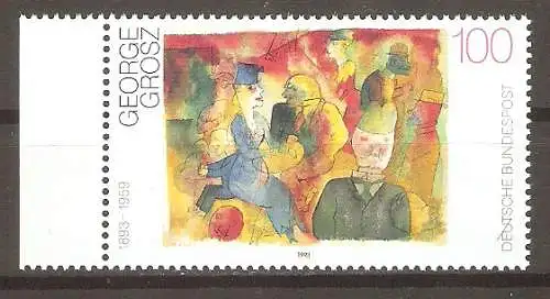 Briefmarke BRD Mi.Nr. 1656 ** Seitenrand links - Deutsche Malerei des 20. Jahrhunderts 1993 / "Café" von George Grosz #