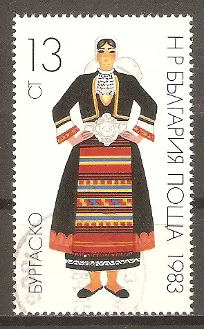 Briefmarke Bulgarien Mi.Nr. 3170 o Volkstrachten 1983 / Tracht aus Burgas #