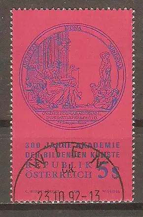 Briefmarke Österreich Mi.Nr. 2079 o 300 Jahre Akademie der Bildenden Künste 1992 / Siegel der Akademie #