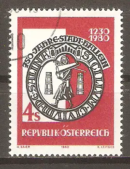 Briefmarke Österreich Mi.Nr. 1637 o 750 Jahre Stadt Hallein 1980 / Stadtsiegel #