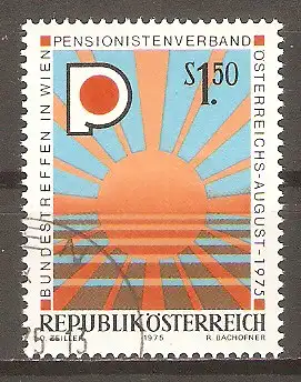 Briefmarke Österreich Mi.Nr. 1490 o Bundestreffen des Österreichischen Pensionistenverbandes 1975 / Sonne & Emblem des Verbandes #