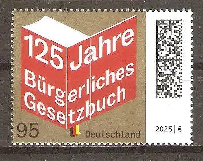 Briefmarke BRD Mi.Nr. 3879 ** 125 Jahre Bürgerliches Gesetzbuch 2025 / Bürgerliches Gesetzbuch #