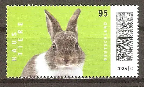 Briefmarke BRD Mi.Nr. 3899 ** Haustiere 2025 / Farbenzwergkaninchen (Oryctolagus cuniculus forma domestica) #