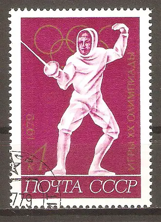 Briefmarke Sowjetunion Mi.Nr. 4020 o Olympische Sommerspiele München 1972 / Fechten #