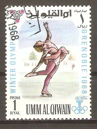 Briefmarke Umm al-Qiwain Mi.Nr. 236 A o Olympische Winterspiele Grenoble 1968 / Eiskunstlauf #