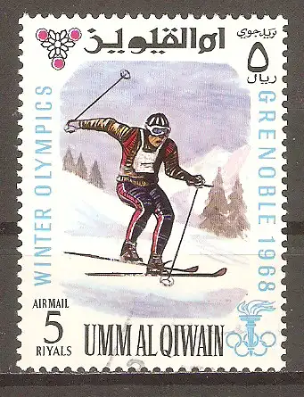 Briefmarke Umm al-Qiwain Mi.Nr. 240 A o Olympische Winterspiele Grenoble 1968 / Ski Alpin #