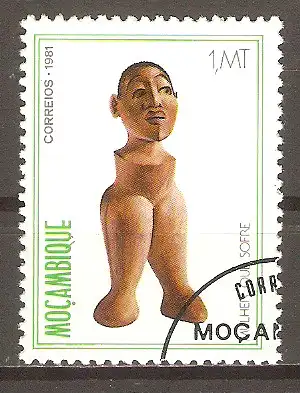 Briefmarke Mocambique Mi.Nr. 847 o Holzschnitzereien 1981 / Leidende Frau #