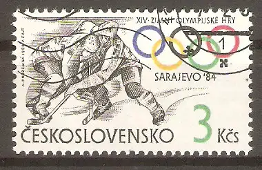 Briefmarke Tschechoslowakei Mi.Nr. 2752 o Olympische Winterspiele Sarajevo 1984 / Eishockey #
