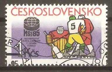 Briefmarke Tschechoslowakei Mi.Nr. 2810 o Eishockey-Welt- und Europameisterschaft Prag 1985 / Eishockey #
