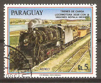 Briefmarke Paraguay Mi.Nr. 3994 o Güterzuglokomotiven 1986 / Lokomotive 3038 #