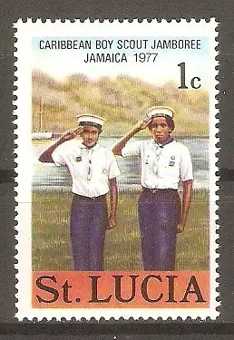 Briefmarke St. Lucia Mi.Nr. 413 ** Karibisches Pfadfindertreffen Jamaika 1977 / Marine-Pfadfinder der 1. Division #